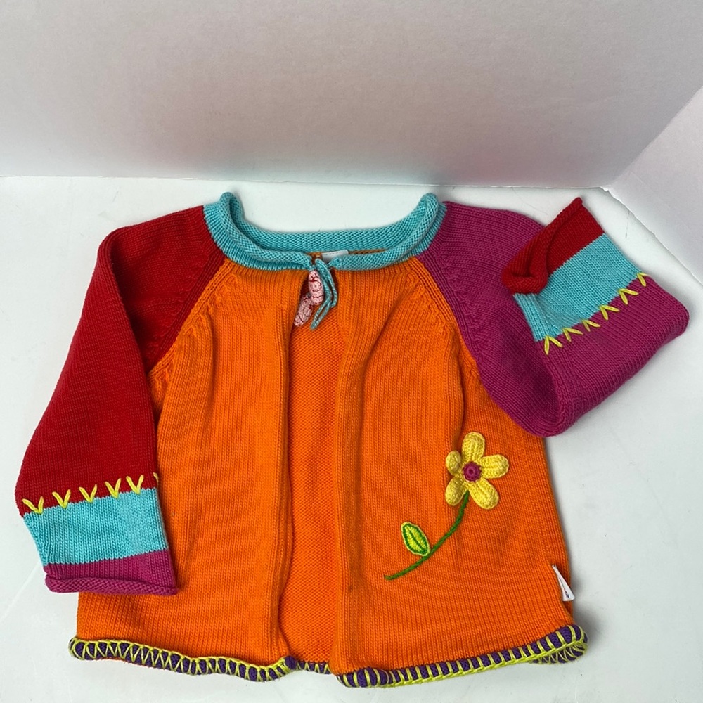 ZACKALI 4 KIDS Girls Cotton Multicolor Handmade Knit Sweater Size 3/4